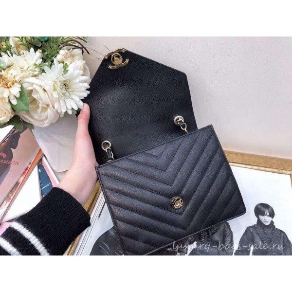 Chanel Chevron Medium Flap Bag AS0025 Black 2019