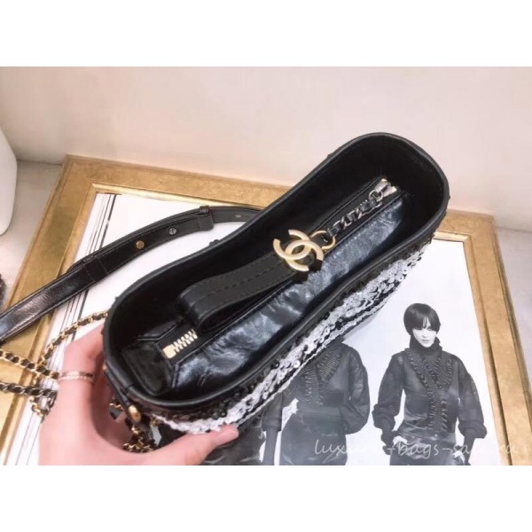 Chanel Sequins Gabrielle Small Hobo Bag A91810 Black/White 2019