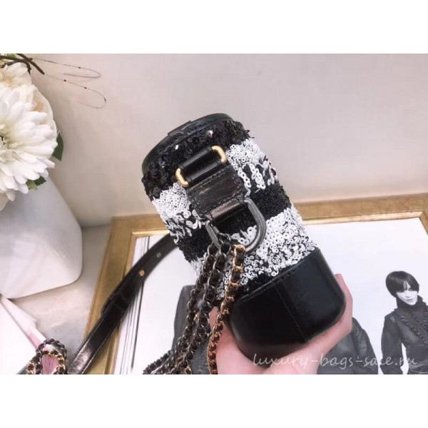 Chanel Sequins Gabrielle Small Hobo Bag A91810 Black/White 2019