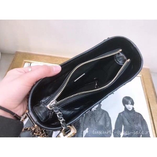 Chanel Sequins Gabrielle Small Hobo Bag A91810 Black/White 2019