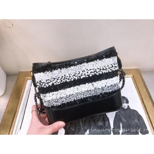 Chanel Sequins Gabrielle Small Hobo Bag A91810 Black/White 2019