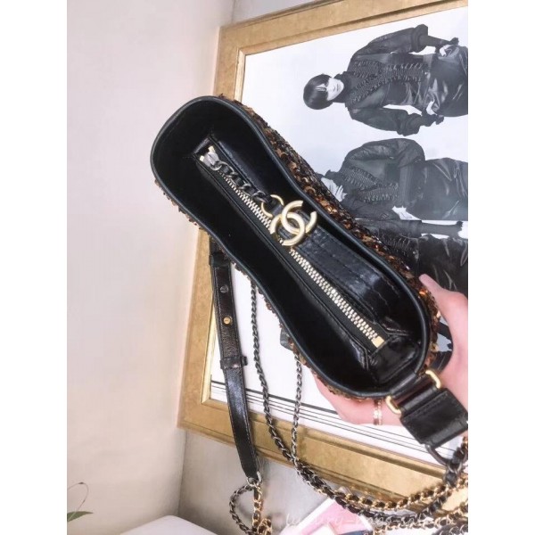 Chanel Sequins Gabrielle Small Hobo Bag A91810 Black/Gold 2019