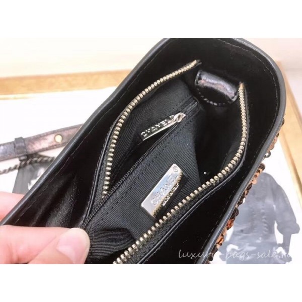 Chanel Sequins Gabrielle Small Hobo Bag A91810 Black/Gold 2019