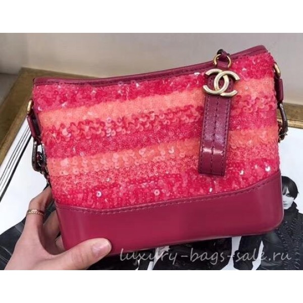 Chanel Sequins Gabrielle Small Hobo Bag A91810 Fuchsia/Orange 2019