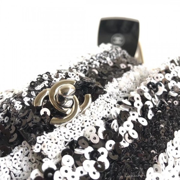Chanel Sequins Mini Classic Flap Bag AS0195 Black/White 2019