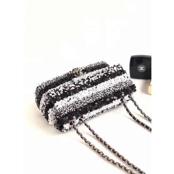 Chanel Sequins Mini Classic Flap Bag AS0195 Black/White 2019