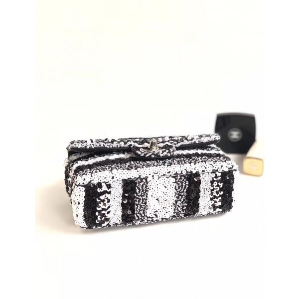 Chanel Sequins Mini Classic Flap Bag AS0195 Black/White 2019