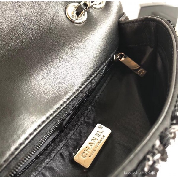 Chanel Sequins Mini Classic Flap Bag AS0195 Black/White 2019