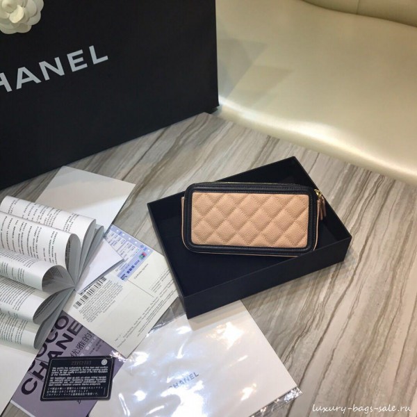 Chanel Classic Clutch with Chain Grained Calfskin & gold-Tone Metal A84450 apricot