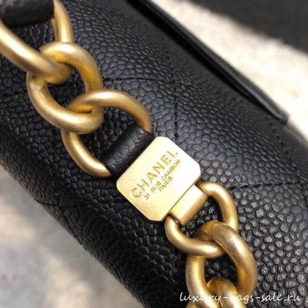 Chanel flap bag Grained Calfskin & Gold-Tone Metal AS0305 black