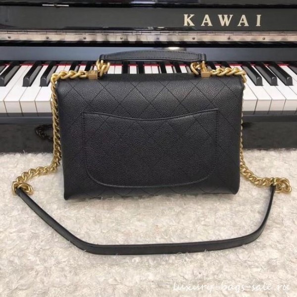 Chanel flap bag Grained Calfskin & Gold-Tone Metal AS0305 black