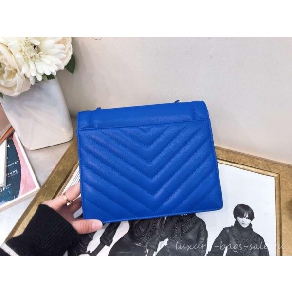 Chanel Chevron Medium Flap Bag AS0025 Blue 2019