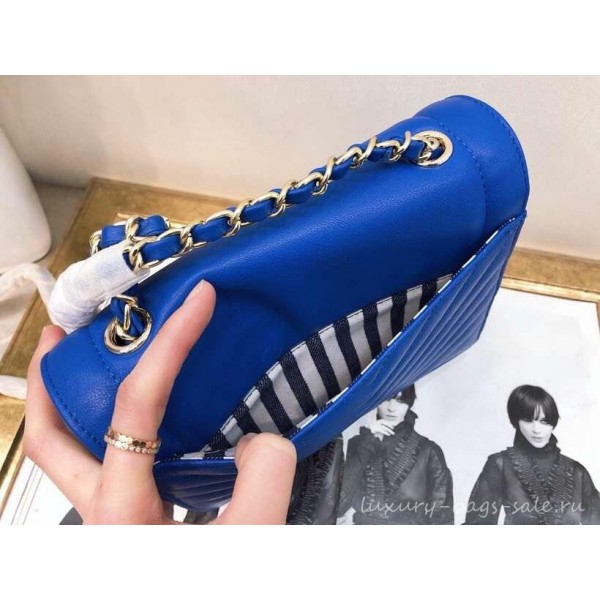 Chanel Chevron Medium Flap Bag AS0025 Blue 2019