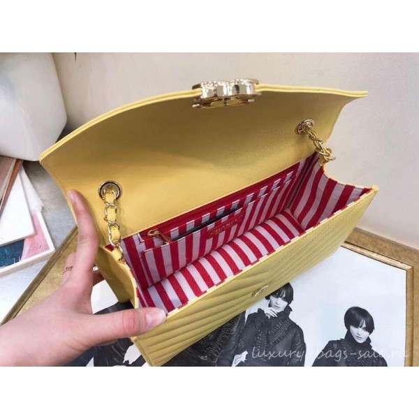 Chanel Chevron Large Flap Bag AS0027 Yellow 2019