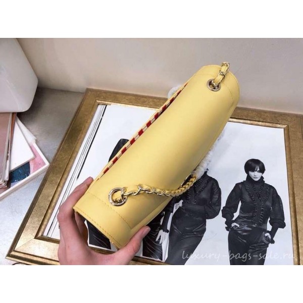 Chanel Chevron Large Flap Bag AS0027 Yellow 2019