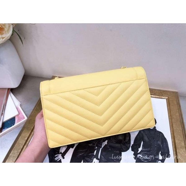 Chanel Chevron Large Flap Bag AS0027 Yellow 2019
