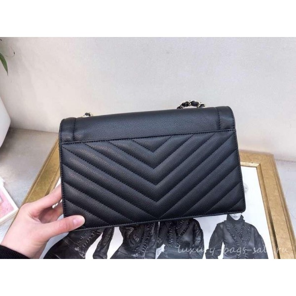 Chanel Chevron Large Flap Bag AS0027 Black 2019