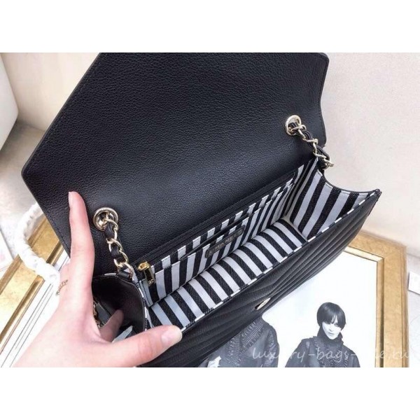 Chanel Chevron Large Flap Bag AS0027 Black 2019
