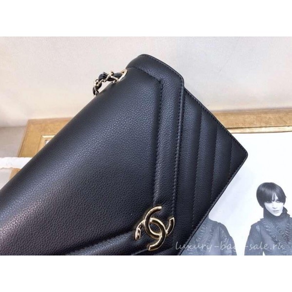 Chanel Chevron Large Flap Bag AS0027 Black 2019