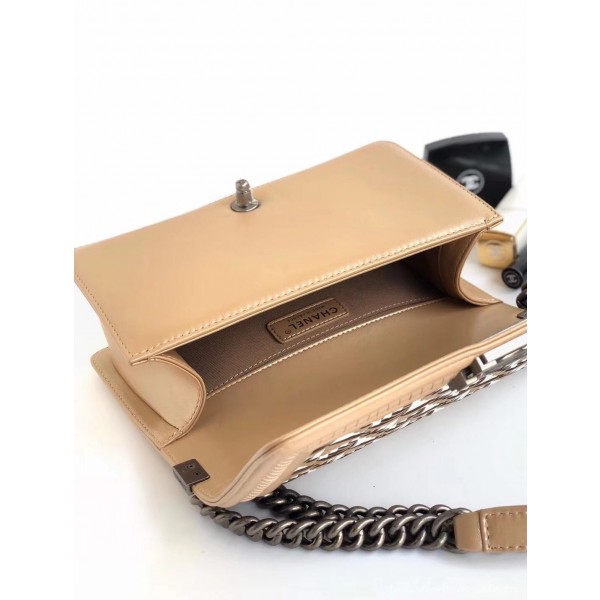 Chanel Braided Medium Boy Flap Bag Apricot