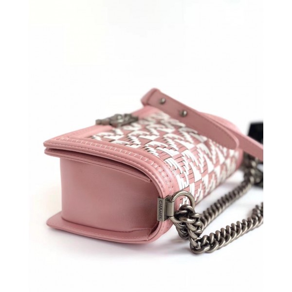 Chanel Braided Medium Boy Flap Bag Pink