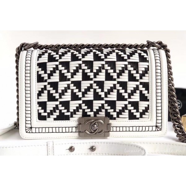 Chanel Braided Medium Boy Flap Bag White