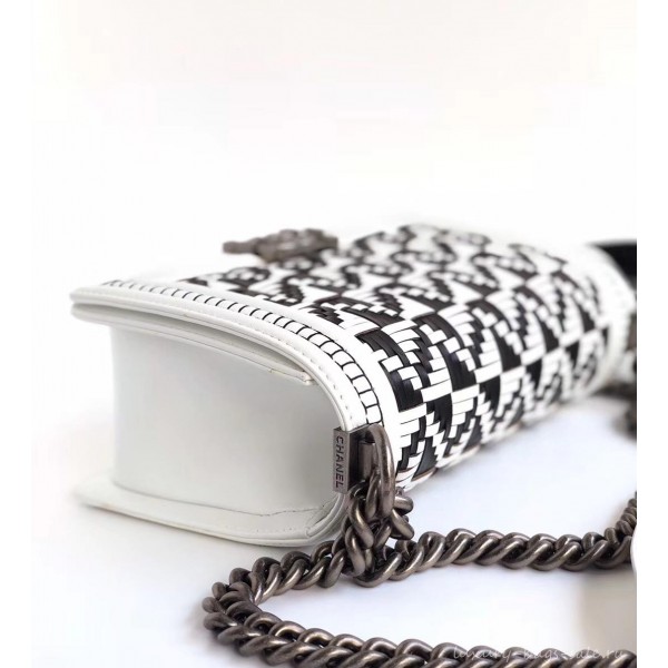Chanel Braided Medium Boy Flap Bag White