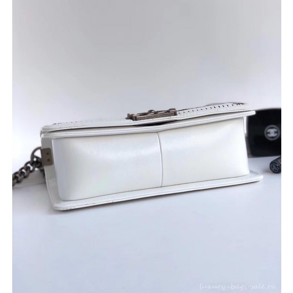 Chanel Braided Medium Boy Flap Bag White