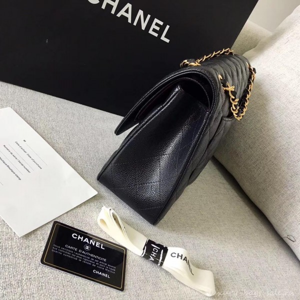 Chanel original quality Caviar Classic jumbo Flap Bag 1113 black with gold Hardware