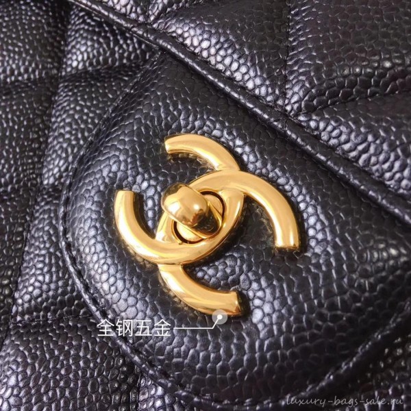 Chanel original quality Caviar Classic jumbo Flap Bag 1113 black with gold Hardware
