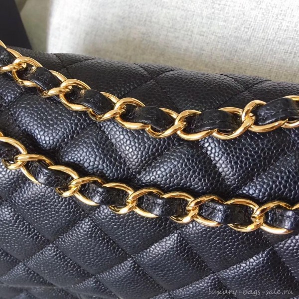 Chanel original quality Caviar Classic jumbo Flap Bag 1113 black with gold Hardware