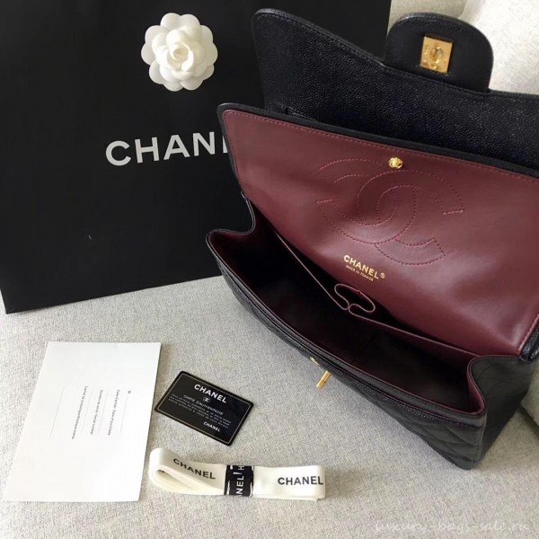 Chanel original quality Caviar Classic jumbo Flap Bag 1113 black with gold Hardware