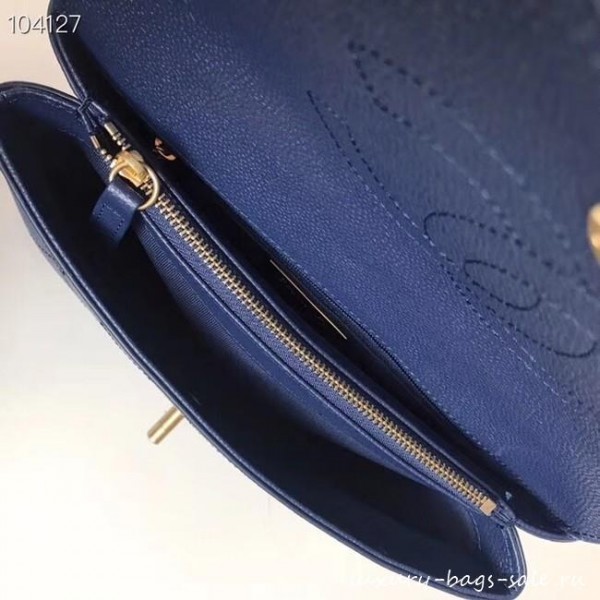 Chanel flap bag Grained Calfskin & Gold-Tone Metal AS0305 blue