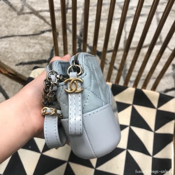 Chanel Gabrielle Clutch on Chain/Mini Bag A94505 Light Blue 2019 Collection