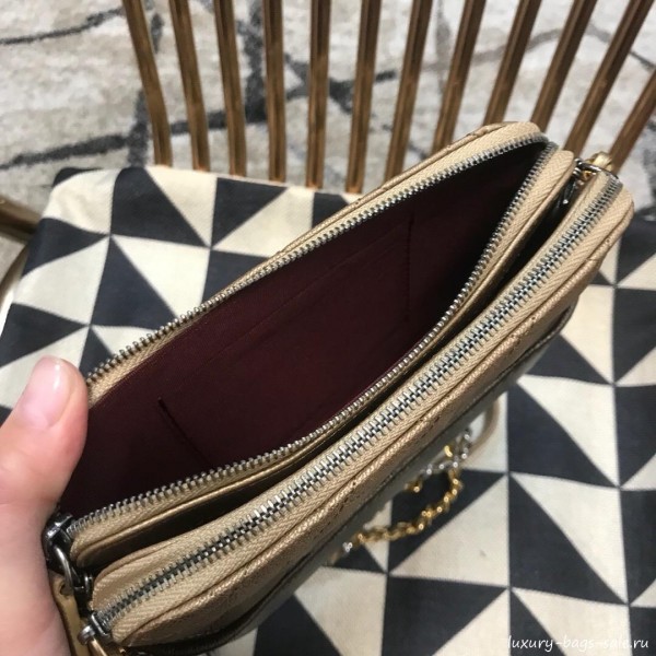 Chanel Gabrielle Clutch on Chain/Mini Bag in Grained Leather A94505 Khaki 2019 Collection