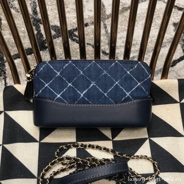 Chanel Gabrielle Clutch on Chain/Mini Bag A94505 Blue Fabric 2019 Collection