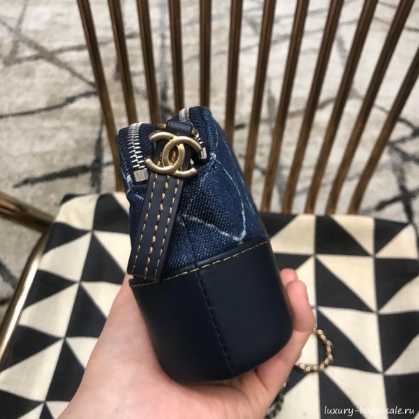 Chanel Gabrielle Clutch on Chain/Mini Bag A94505 Blue Fabric 2019 Collection