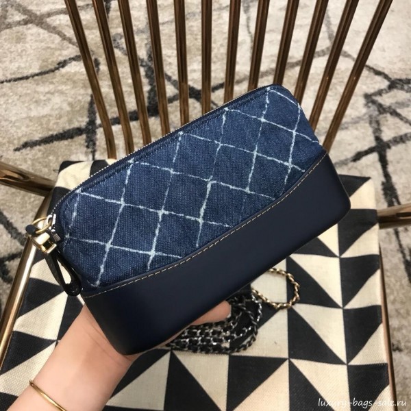 Chanel Gabrielle Clutch on Chain/Mini Bag A94505 Blue Fabric 2019 Collection
