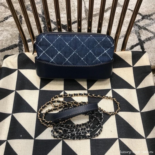 Chanel Gabrielle Clutch on Chain/Mini Bag A94505 Blue Fabric 2019 Collection