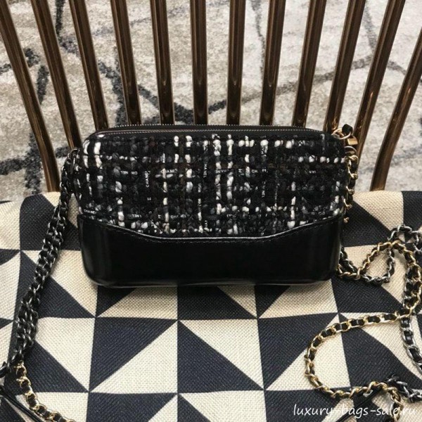 Chanel Gabrielle Clutch on Chain/Mini Bag A94505 Black/White Tweed 2019 Collection