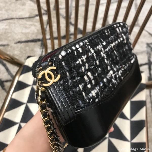 Chanel Gabrielle Clutch on Chain/Mini Bag A94505 Black/White Tweed 2019 Collection