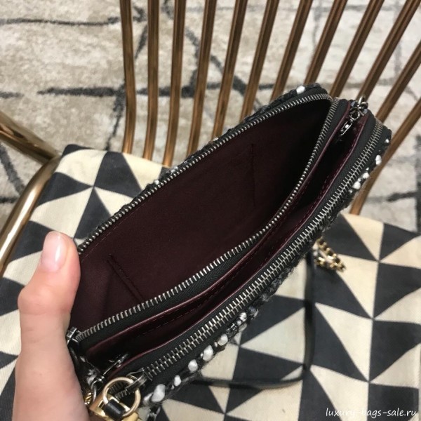 Chanel Gabrielle Clutch on Chain/Mini Bag A94505 Black/White Tweed 2019 Collection