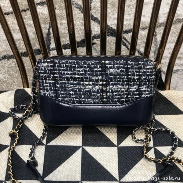 Chanel Gabrielle Clutch on Chain/Mini Bag A94505 Blue Tweed 2019 Collection