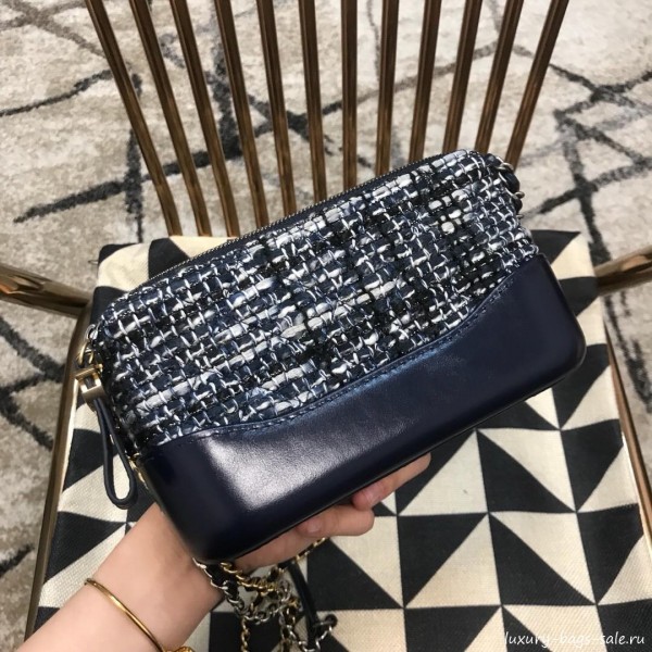 Chanel Gabrielle Clutch on Chain/Mini Bag A94505 Blue Tweed 2019 Collection