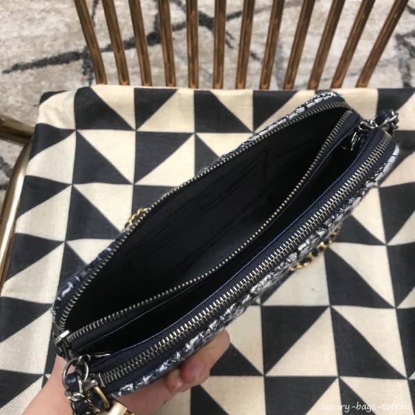 Chanel Gabrielle Clutch on Chain/Mini Bag A94505 Blue Tweed 2019 Collection