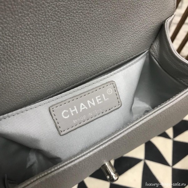 Chanel Camellia Small Boy Flap Bag A67085 Silver 2019 Collection