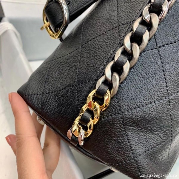 Chanel Calfskin Hobo Handbag AS0414 Black 2019 Collection