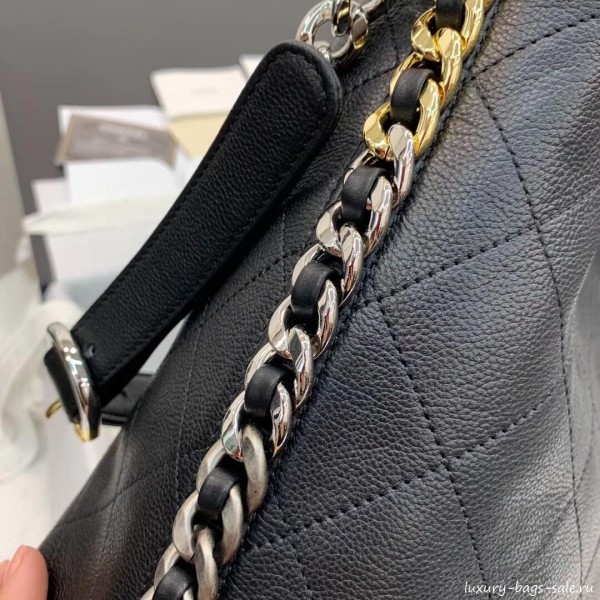 Chanel Calfskin Hobo Handbag AS0414 Black 2019 Collection