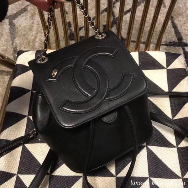 Chanel Lambskin Drawstring CC Flap Backpack Black 2019 Collection