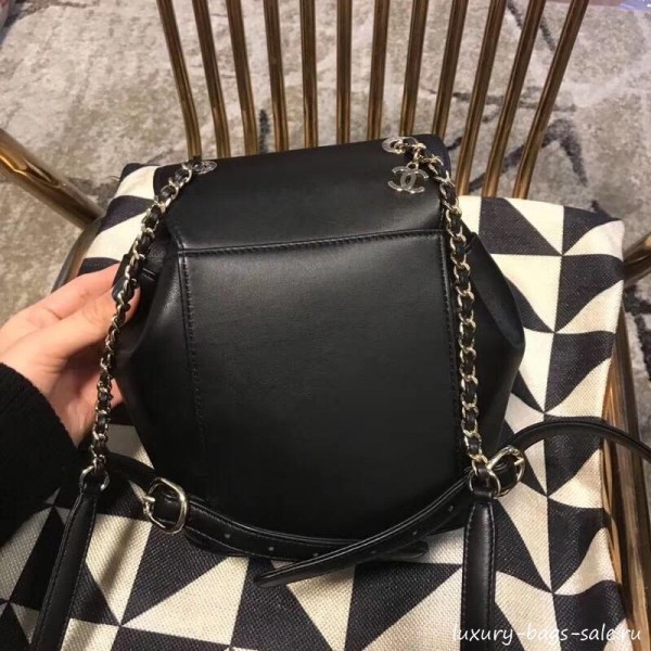 Chanel Lambskin Drawstring CC Flap Backpack Black 2019 Collection